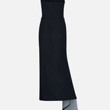 Cyra Strapless Denim Midi Dress in Indigo