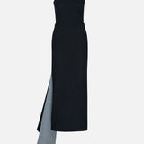 Cyra Strapless Denim Midi Dress in Indigo