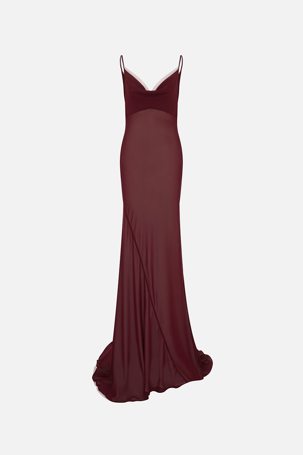 Solace Cowl-Neck Chiffon Maxi Dress in Burgundy