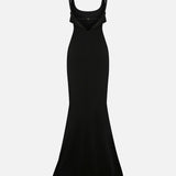 Melina U-Neck Maxi Dress with Back Detail in Black