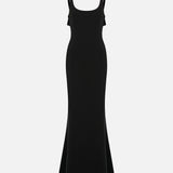 Melina U-Neck Maxi Dress with Back Detail in Black