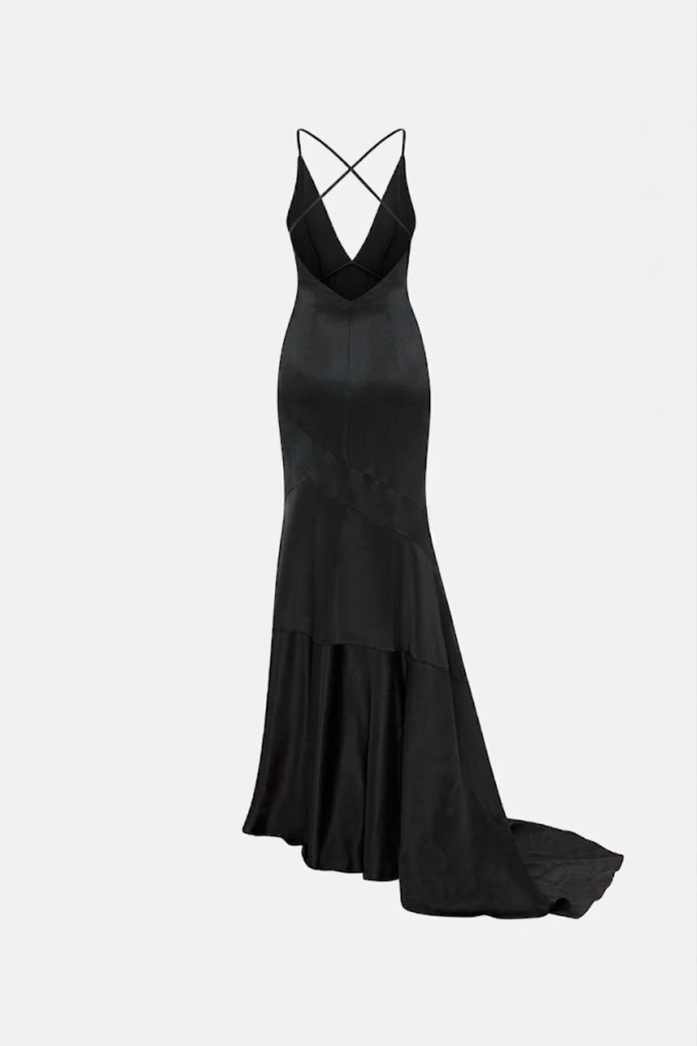 Sloane V-Neck Satin Maxi Dress in Black