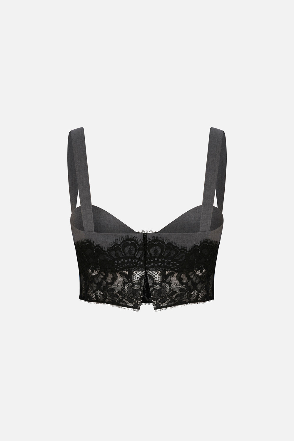 Nola Lace-Trimmed Wool Bralette in Grey