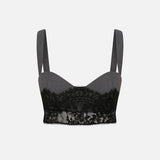 Nola Lace-Trimmed Wool Bralette in Grey