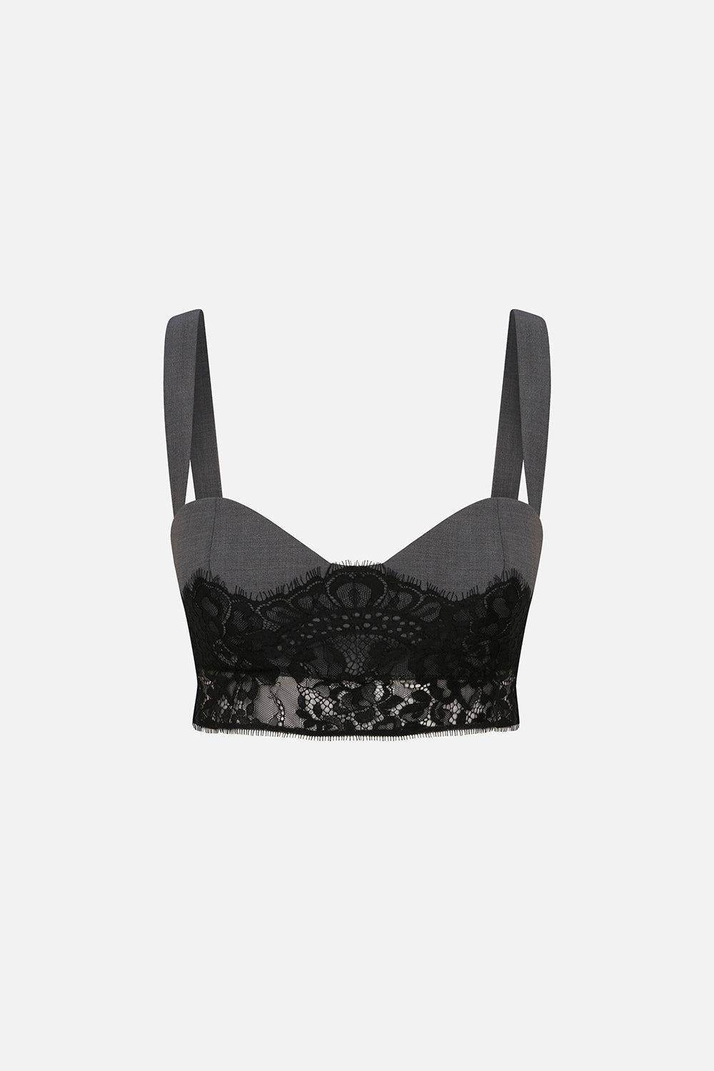 Nola Lace-Trimmed Wool Bralette in Grey