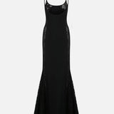 Elina Maxi Dress with Lace Detail in Black