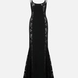 Elina Maxi Dress with Lace Detail in Black
