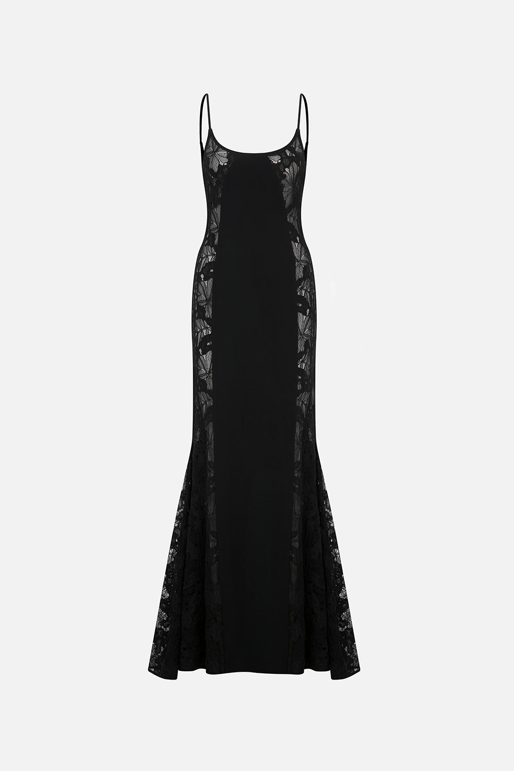 Elina Maxi Dress with Lace Detail in Black