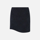 Loena Lace-Covered Denim Mini Skirt in Navy Blue