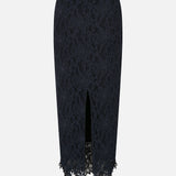 Kim Lace Midi Skirt in Navy Blue