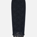 Kim Lace Midi Skirt in Navy Blue