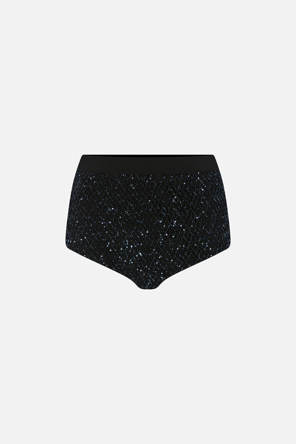 Zoey Silk Sequin Shorts in Navy Blue Sequin
