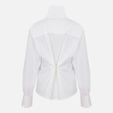 Juna High-Neck Cotton Shirt in White