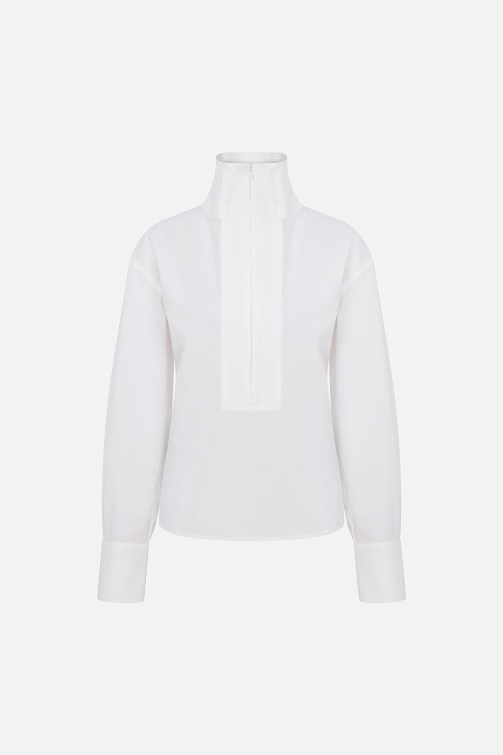 Juna High-Neck Cotton Shirt in White