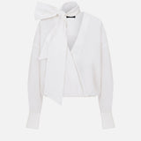 Talia V-Neck Cotton Shirt in White