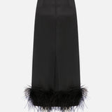 Tvin Feather-Trim Silk Organza Midi Skirt in Black