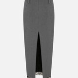 Gaia Midi Skirt with Lace Trim in Grey