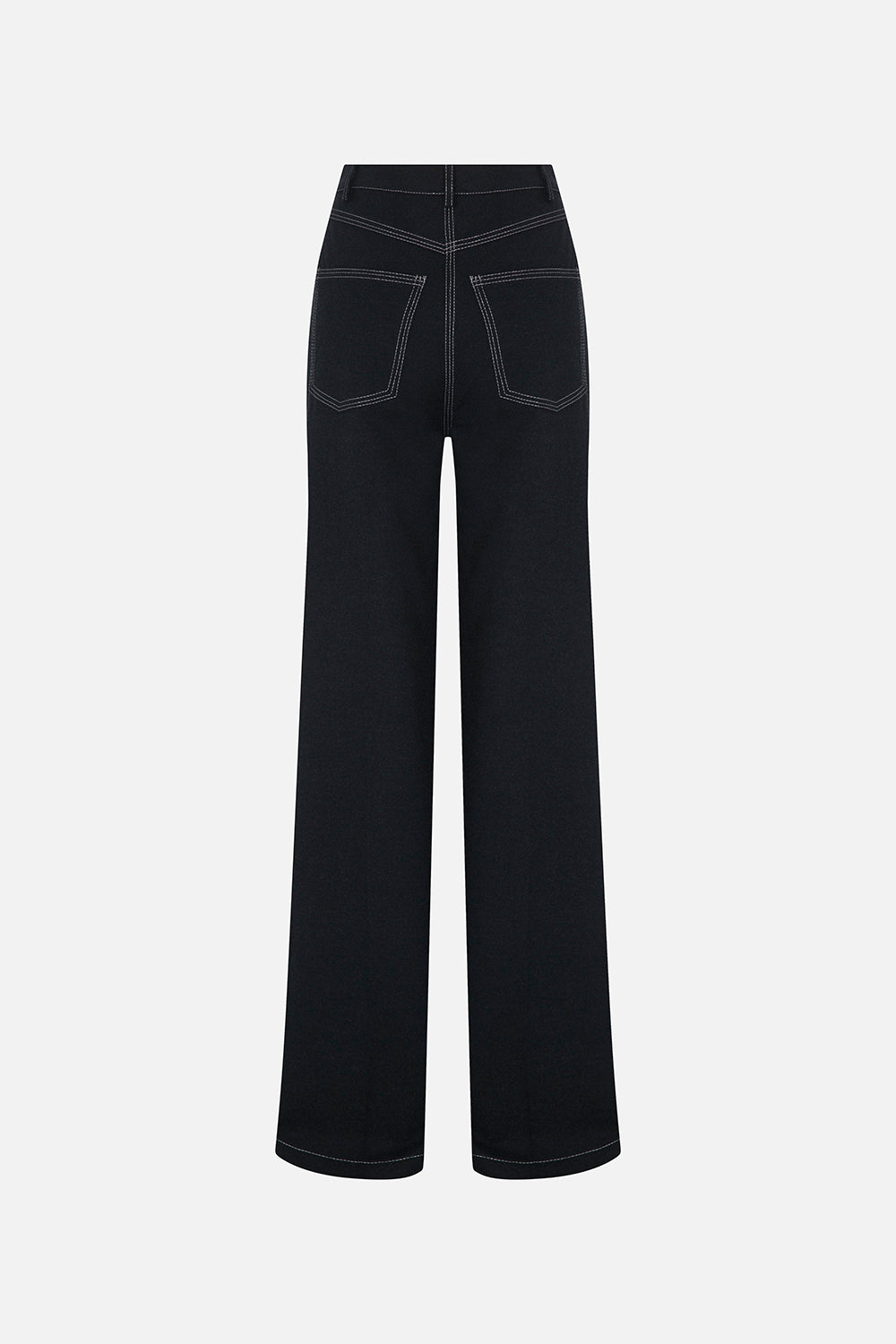 Sara Trousers with Metallic Stitching in Navy Blue