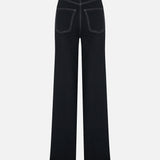 Sara Trousers with Metallic Stitching in Navy Blue