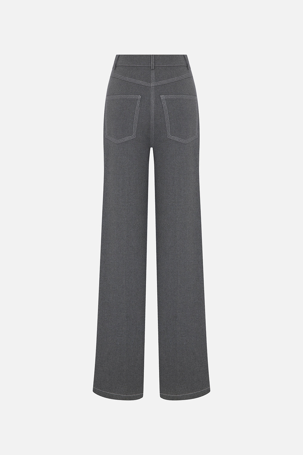 Sara Trousers with Metallic Stitching in Grey