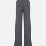 Sara Trousers with Metallic Stitching in Grey