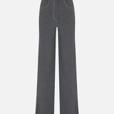 Sara Trousers with Metallic Stitching in Grey