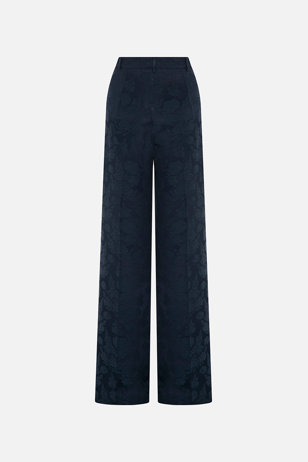 Rory Jacquard Double-Pleated Trousers in Navy Blue
