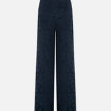 Rory Jacquard Double-Pleated Trousers in Navy Blue