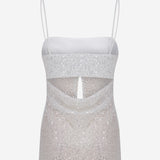 Asita - Sequin Top with Front Slit and Cowl Back in White