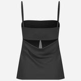 Megan-Top with Front Slit and Cowl Back