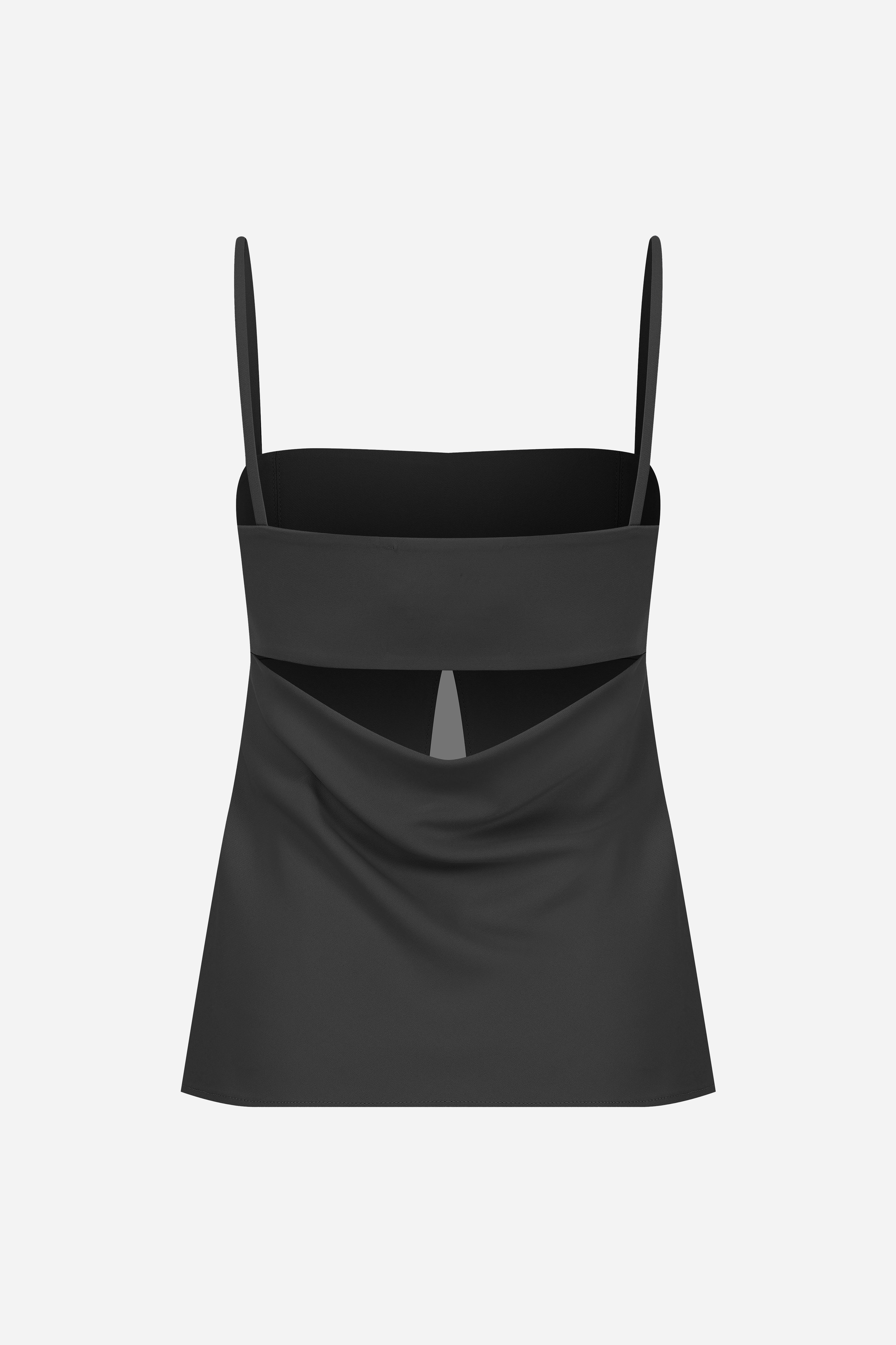 Megan-Top with Front Slit and Cowl Back