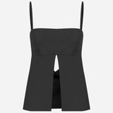 Megan-Top with Front Slit and Cowl Back
