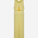 Hilda - U Neck Satin Maxi Dress in Yellow