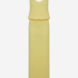 Hilda - U Neck Satin Maxi Dress in Yellow
