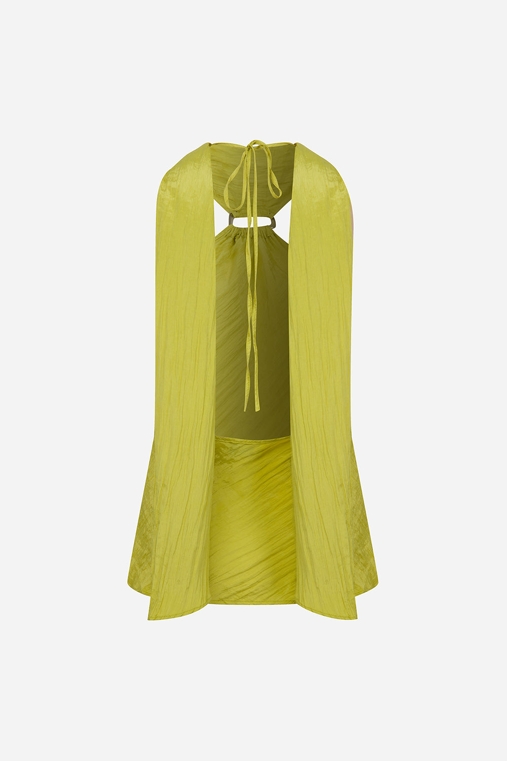 Kae-Open-Back Crinkle Top With Accessory Detail in Pistachio Green
