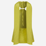 Kae-Open-Back Crinkle Top With Accessory Detail in Pistachio Green