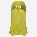 Kae-Open-Back Crinkle Top With Accessory Detail in Pistachio Green