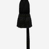 Joyce-Crinkled Open-Back Dress With Belt Buckle Detail in Black