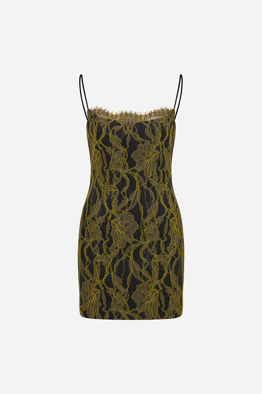 jessica lace mini dress Jessica-Strappy Mini Denim Dress With Lace Overlay – ILA Official