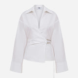 Lee-Draped Poplin Shirt With Accessory Detail in White