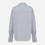Nina-Striped Poplin Shirt in Blue