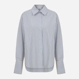 Nina-Striped Poplin Shirt in Blue