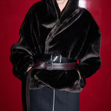 ILA - Extra Long Croco Belt in Black