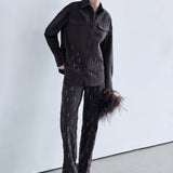 Nova - Embellished Shirt in Brown