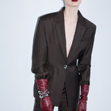 Mono - Constructed Wool Blazer in Brown