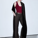 Lilou - U Neck Corset Detailed Tank Top in Burgundy