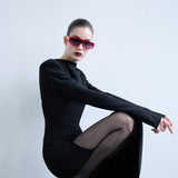 Noemie - Long Sleeve Dress with Front Slit Detail