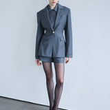 Mono - Constructed Wool Blazer in Grey