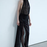 Diana - Sequin Maxi Dress with Twist Detail