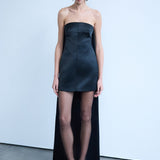 Tessa - Strapless Mini Dress With Long Train